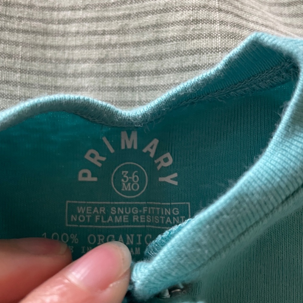 Aqua Blue Zip-Up one piece pajama - Picture 3 of 3